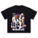 Victor Wembanyama T-Shirt featuring collage of Spurs and Mets92 moments in bold DTG graphic print