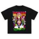 Mitsuri Voltage Heartbreaker tee with bold manga collage, neon lettering, and Mitsuri Kanroji expressions in high contrast