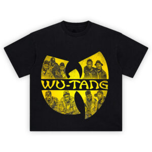 Wu-Tang yellow logo T-shirt featuring the iconic “W” filled with portraits of legendary rap group members