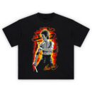 Bruce Lee Inferno Power Tee blazing martial arts graphic with vintage fire and kanji