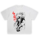 Jiraiya toad sage tee with black ink manga design and Japanese kanji for Naruto fans