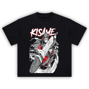 Kisame Hoshigaki Tee featuring fierce anime design of the Akatsuki swordsman with Samehada and water-themed elements
