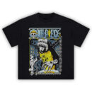 Trafalgar Law Bounty Tee featuring Surgeon of Death in yellow hoodie with 3 billion bounty and One Piece logo