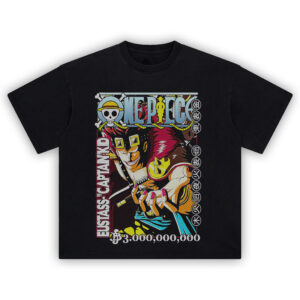 Eustass Kid Bounty Tee featuring One Piece logo and 3 billion berry reward graphic with punk anime detailing