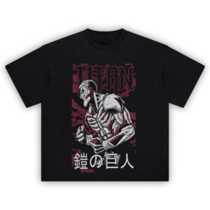 Armored Titan Tee featuring Reiner Braun in his armored titan form with red sinew and steel plates