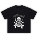 Motörhead March or Die T-shirt featuring the iconic Warpig skull logo with bones and chain on black background