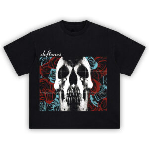 Deftones Skull and Roses Tee — haunting, beautiful, and heavy graphic tribute to Deftones’ dark sonic duality.
