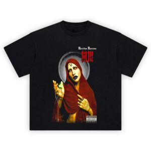 Marilyn Manson Holy Wood Graphic Tee with red robe and sacred imagery from Antichrist Superstar era