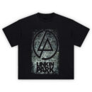 Linkin Park Logo Distressed Tee featuring band symbol and textured background
