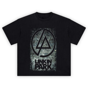 Linkin Park Logo Distressed Tee featuring band symbol and textured background