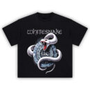 Whitesnake Emblem and Serpent Tee with a white snake wrapped around the iconic band seal