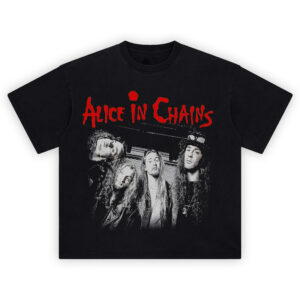 Alice in Chains Band Portrait Tee featuring vintage band photo and red logo print