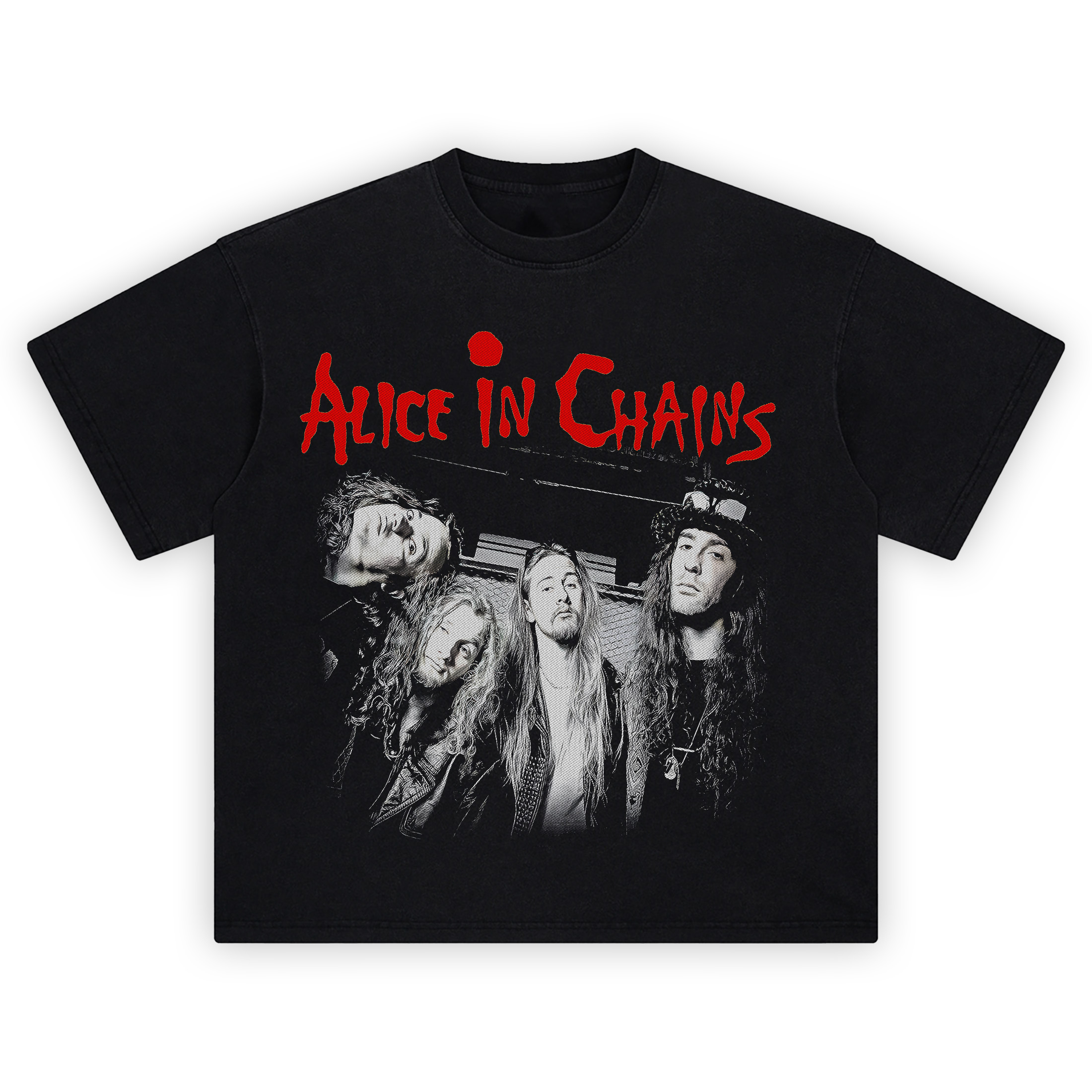 Alice in Chains Band Portrait Tee featuring vintage band photo and red logo print