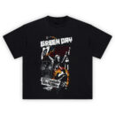 Green Day Breakdown Tee featuring protest collage and stencil-style imagery from 21st Century Breakdown