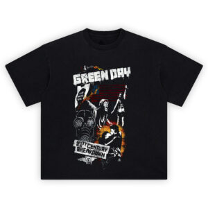 Green Day Breakdown Tee featuring protest collage and stencil-style imagery from 21st Century Breakdown