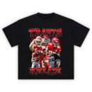 Travis Kelce All-In Kansas City T-shirt featuring collage of #87 in action, AFC championship celebration, and signature moments