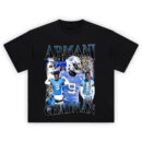 Armani Chatman Carolina Blue T-shirt featuring UNC cornerback collage in #9 jersey, game action, and team spirit graphics