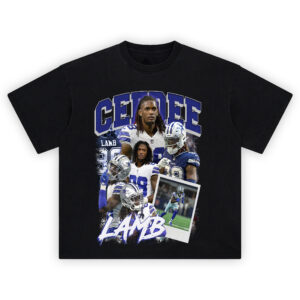 CeeDee Lamb Cowboys Superstar T-shirt featuring #88 in multiple action shots, bold blue and silver collage layout