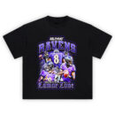 Baltimore Ravens Lamar Zone Graphic Tee featuring action montage of Lamar Jackson with Ravens branding and lightning effects