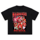 Patrick Mahomes Kansas City Chiefs Graphic Tee showing collage of #15 in red uniforms, game action, and championship poses