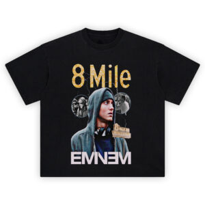 Eminem 8 Mile Rap Battle Hoodie T-shirt featuring hoodie-clad Rabbit, lightning, and movie stills