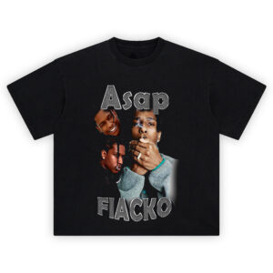 ASAP Flocko Tribute Graphic T-shirt featuring ASAP Rocky collage in grayscale with bold block lettering