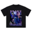 Drake Champagne Papi Graphic T-shirt with lightning background and collage of Drake performances and moods