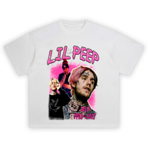 Lil Peep Forever Graphic T-shirt with collage of Lil Peep portraits and RIP 1996–2017 tribute