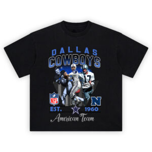 Dallas Cowboys American Team T-shirt featuring collage of historic players, 1960 founding date, and iconic star logo