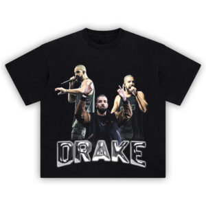 Drake T-Shirt with bold collage of Drake performing and posing in iconic concert moments