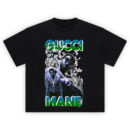 Gucci Mane Shirt with collage of rapper and flying money design