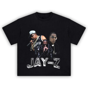 JAY-Z graphic T-shirt featuring iconic images of the Brooklyn rapper in a bold black hip-hop collage