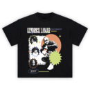 Kendrick Lamar Discography T-Shirt featuring four artistic portraits of Kendrick in colorful retro bursts with bold text and “2017” date.