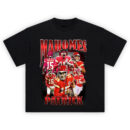 Patrick Mahomes Supernova Chiefs T-shirt featuring collage of quarterback in action, Chiefs uniforms, and Super Bowl energy