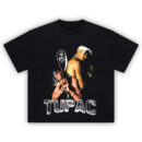Tupac T-Shirt with collage of iconic 2Pac moments and West Coast rap tribute imagery