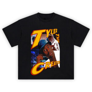 Tyler the Creator Call Me Inspired Graphic T-shirt with layered collage artwork and bold comic-style lettering
