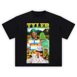 Tyler The Creator Golf Shirt with sunflower collage and colorful Golf Wang style