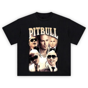 Pitbull Mr Worldwide Graphic Tee featuring collage of iconic looks with bold lighting and suit styles