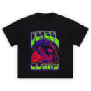 Denzel Curry Neon Psychedelic Graphic T-shirt with vibrant green and purple color scheme and dual portraits