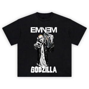 Eminem Godzilla Shirt featuring black-and-white Eminem with boombox