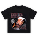 2Pac T-Shirt with lightning and Keep Ya Head Up message featuring Tupac Shakur