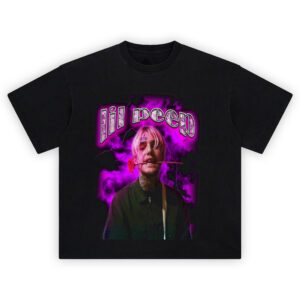 Lil Peep Purple Aesthetic Shirt with flower and lightning background