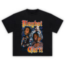 Playboi Carti Gothic Flame Shirt featuring chains, fire, and rapper portraits