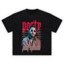 Barbed Wire Post Malone Tee with Posty in sunglasses and barbed wire background