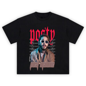 Barbed Wire Post Malone Tee with Posty in sunglasses and barbed wire background