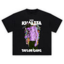Wiz Khalifa Taylor Gang Shirt with purple ink design and stained-glass background