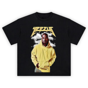 Yeezus Kanye Hoodie Shirt featuring Kanye West in yellow hoodie with clouds