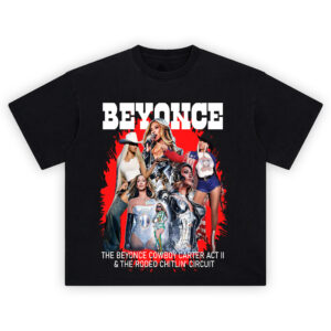 Beyoncé Cowboy Carter Act II Rodeo Chitlin Circuit Shirt with bold collage of Beyoncé’s country and futuristic looks