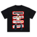 Beyoncé Cowboy Carter 2025 Pop Art Tour T-shirt with red comic-style panels, denim chaps, and bold type