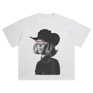 Beyoncé Cowboy Carter Western Censor Bar Shirt featuring grayscale portrait with bold censor bar